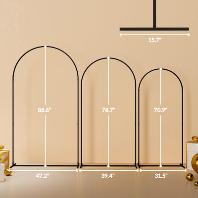 Metal Arch Backdrop Stand Set of 3, 7/6.5/6 ft Wedding Arch Frame, Balloon Backdrop Arch Stand Set for Birthday Party, Bridal Shower, Graduation, Ceremony, Banquet Decorations