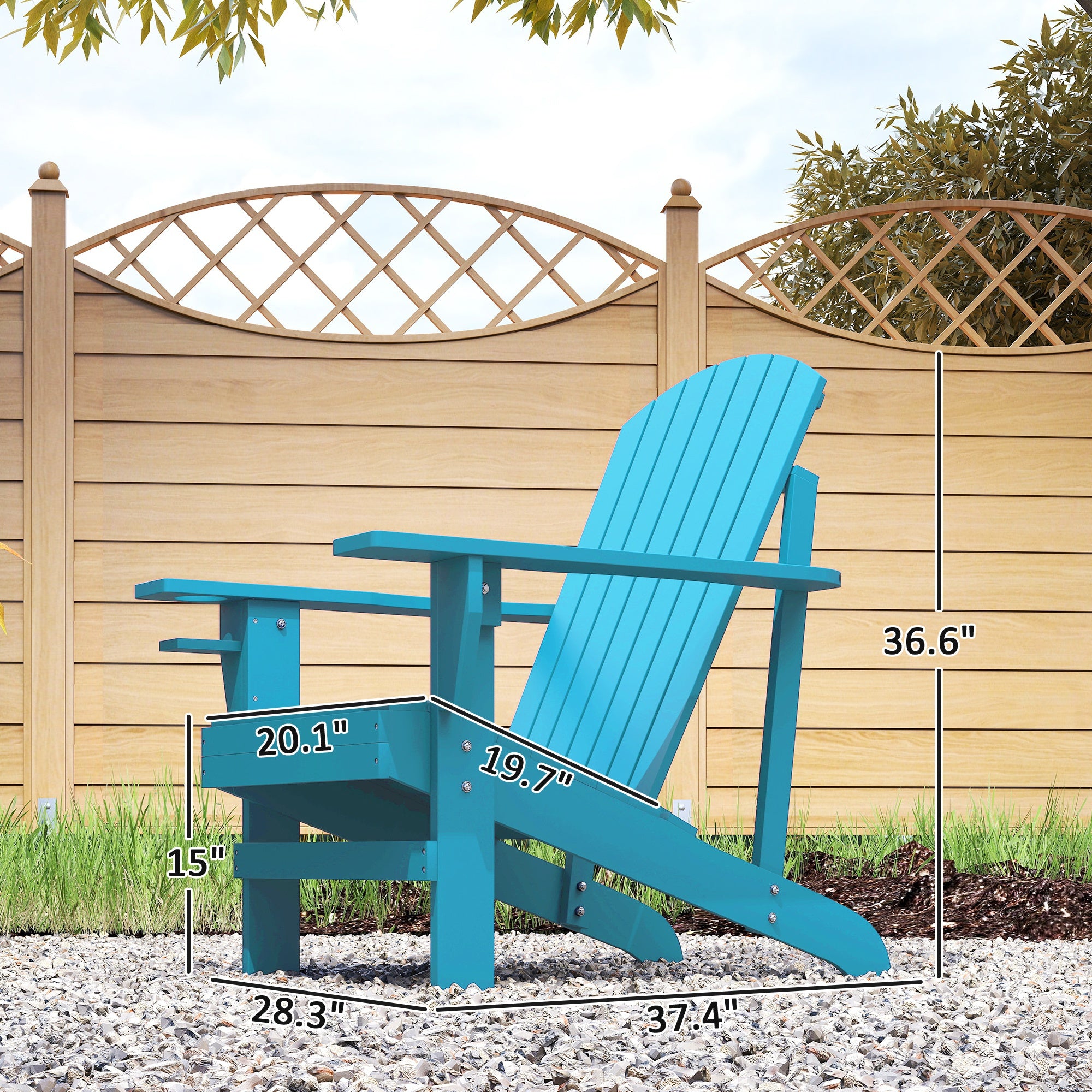 Oversized Adirondack Chair, Outdoor Fire Pit and Porch Seating, Classic Log Lounge w/ Built-in Cupholder