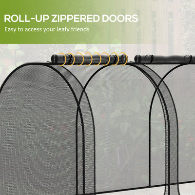 9' x 4' Crop Cage, Plant Protection Tent with Three Zippered Doors, Steel Frame, Storage Bag and 4 Ground Stakes, for Garden, Yard, Lawn
