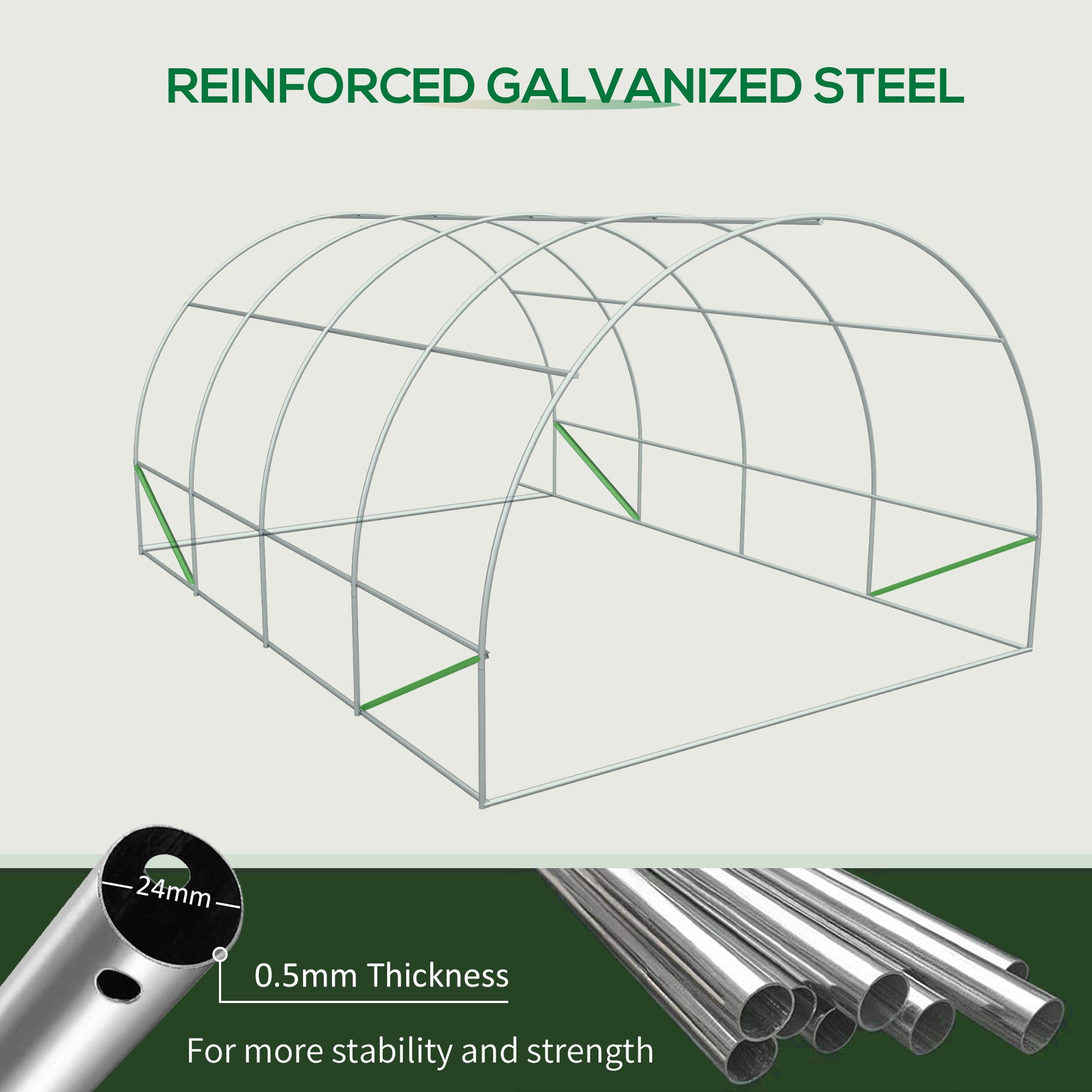 20' x 10' x 7' Walk-In Tunnel Greenhouse with Zippered Door & 8 Mesh Windows, Large Garden Green House Kit, Galvanized Steel Frame