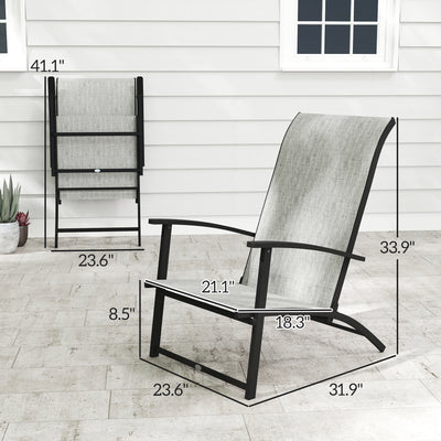 Set of 2 Outdoor Dining Chairs with High Back, Armrests, Folding Patio Chairs for Patio, Lawn, Camping
