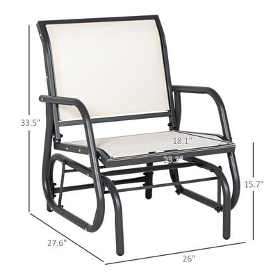 Outdoor Glider Chair, Steel Swing Chai with Curved Armrests for Porch, Garden, Poolside, Balcony