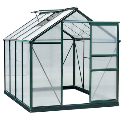 Greenhouse for Outdoors, Polycarbonate Greenhouse with Rain Gutter and Roof Vent, Aluminum Walk-in Green House for Patio Backyard Garden