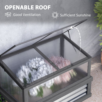 Raised Garden Flower Bed Kit with Lean-to Greenhouse, Wooden Cold Frame Planter, 41" x 22.5" x 28.25"