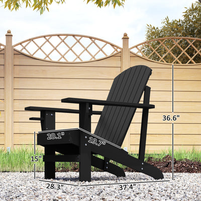 Oversized Adirondack Chair, Outdoor Fire Pit and Porch Seating, Classic Log Lounge w/ Built-in Cupholder