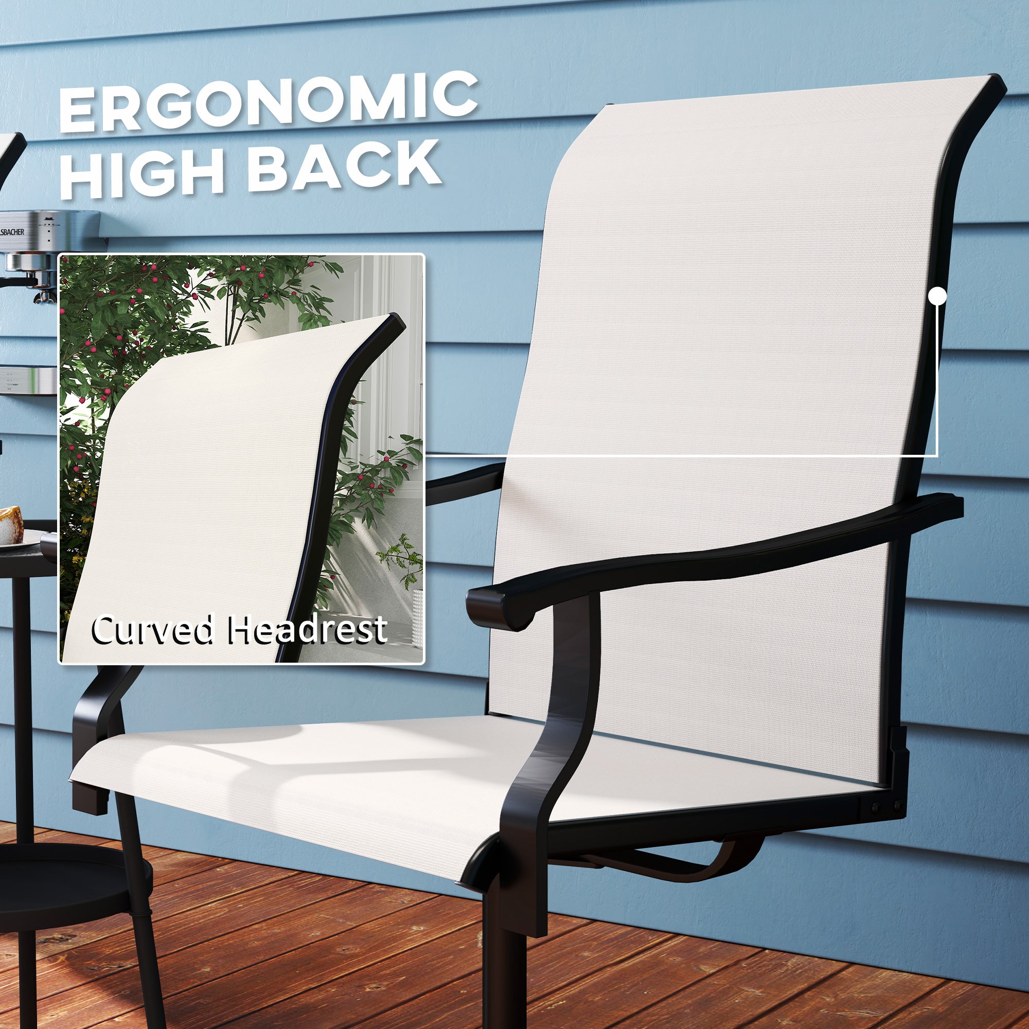 Patio Swivel Chairs Set of 2, High Back Patio Dining Chairs with All-Weather Mesh for Backyard, Lawn, Garden