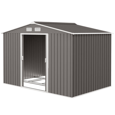9' x 6' Outdoor Storage Shed, Garden Tool Metal Shed with Foundation Kit