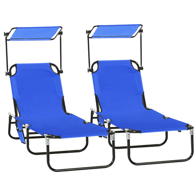 Chaise Pool Lounge Chairs Set of 2, Outdoor Sun Tanning Chairs, Reclining Back, Steel Frame and Side Pocket