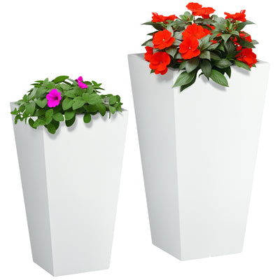2-Pack Outdoor Planter Set, Flower Pots with Drainage Holes, Durable & Stackable Plant Pot, 22in & 18in, for Porch, Entryway, Patio, Yard, Garden