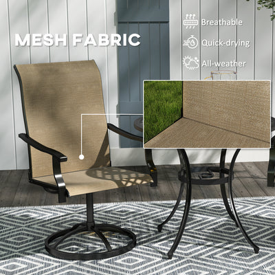 Patio Swivel Chairs Set of 2, High Back Patio Dining Chairs with All-Weather Mesh for Backyard, Lawn, Garden