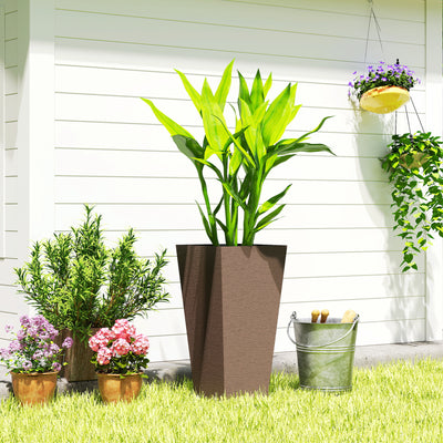 23 Inch Tall Planters for Outdoor Plants, Set of 2 Plastic Flower Pots, for Front Door Patio Garden Use