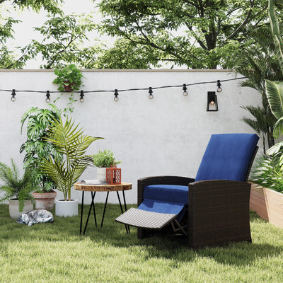 Outdoor Wicker Swivel Recliner Chair, Reclining Backrest, Lifting Footrest, 360° Rotating Basic, Water Resistant Cushions for Patio