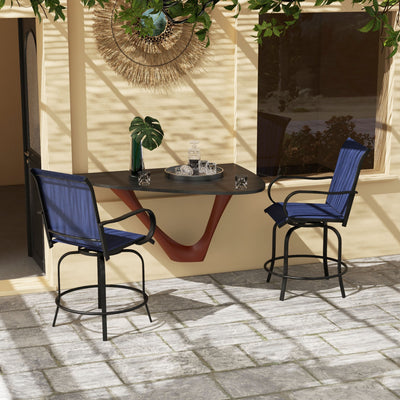 Outdoor Bar Stools Set of 2, 360° Swivel Bar Height Chairs, 26.75" x 29.5" x 48.5"