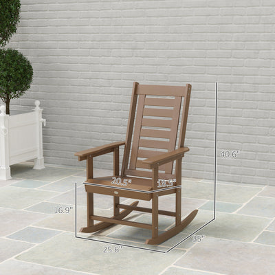 2 Pieces Outdoor Rocking Chairs, HDPE Patio Rockers with 28" High Back, Wide Armrests for Porch Backyard