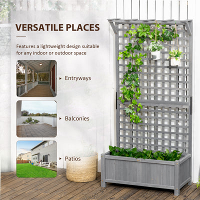 Wood Planter with Trellis for Vine Climbing, Raised Garden Bed, Privacy Screen for Backyard, Patio