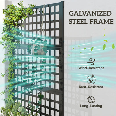 Galvanized Raised Garden Bed Planter Box with Trellis for Climbing Plants, Vegetable, Vines, 43" x 16" x 70"