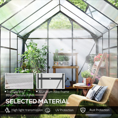 Greenhouse for Outdoors, Polycarbonate Greenhouse with Rain Gutter and Roof Vent, Aluminum Walk-in Green House for Patio Backyard Garden