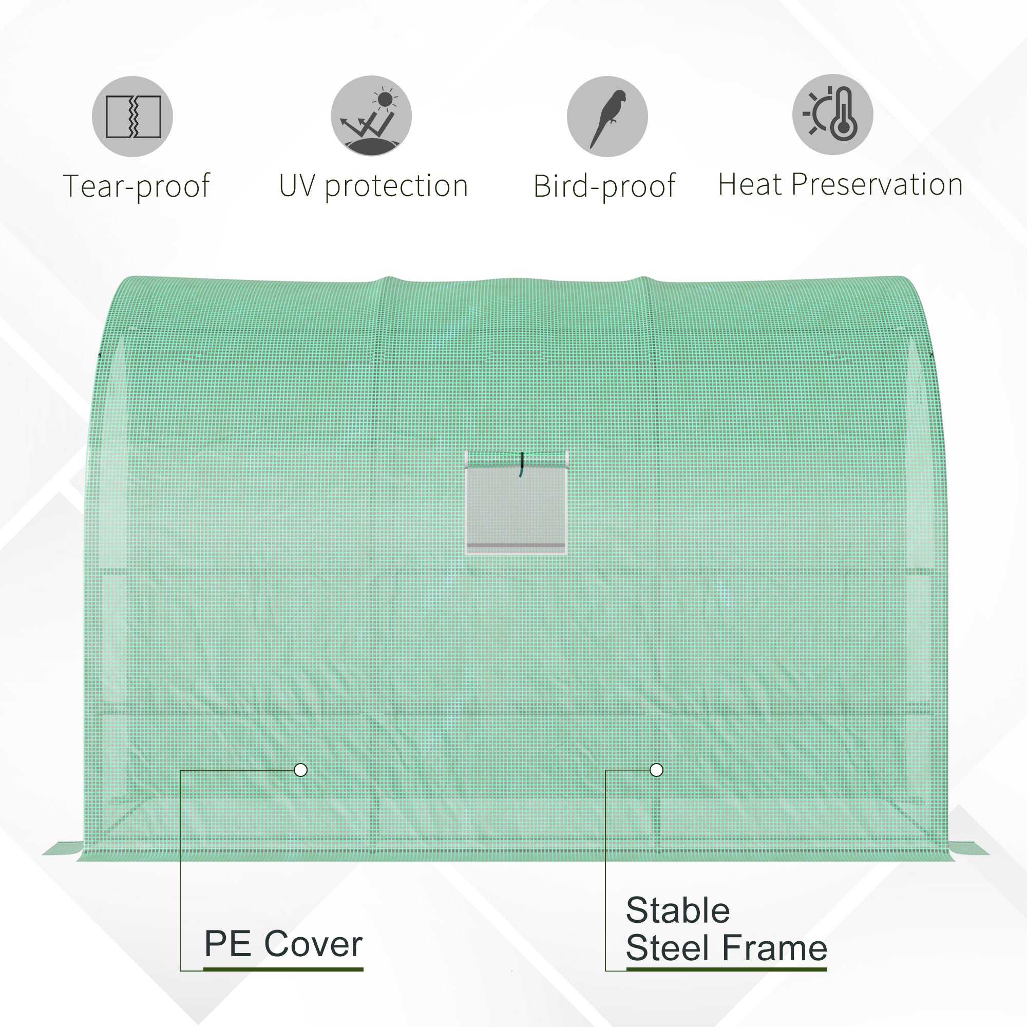 10' x 5' x 7' Outdoor Walk-In Greenhouse, Plant Nursery with Zippered Doors, PE Cover and 3 Wire Shelves