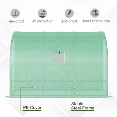 10' x 5' x 7' Outdoor Walk-In Greenhouse, Plant Nursery with Zippered Doors, PE Cover and 3 Wire Shelves
