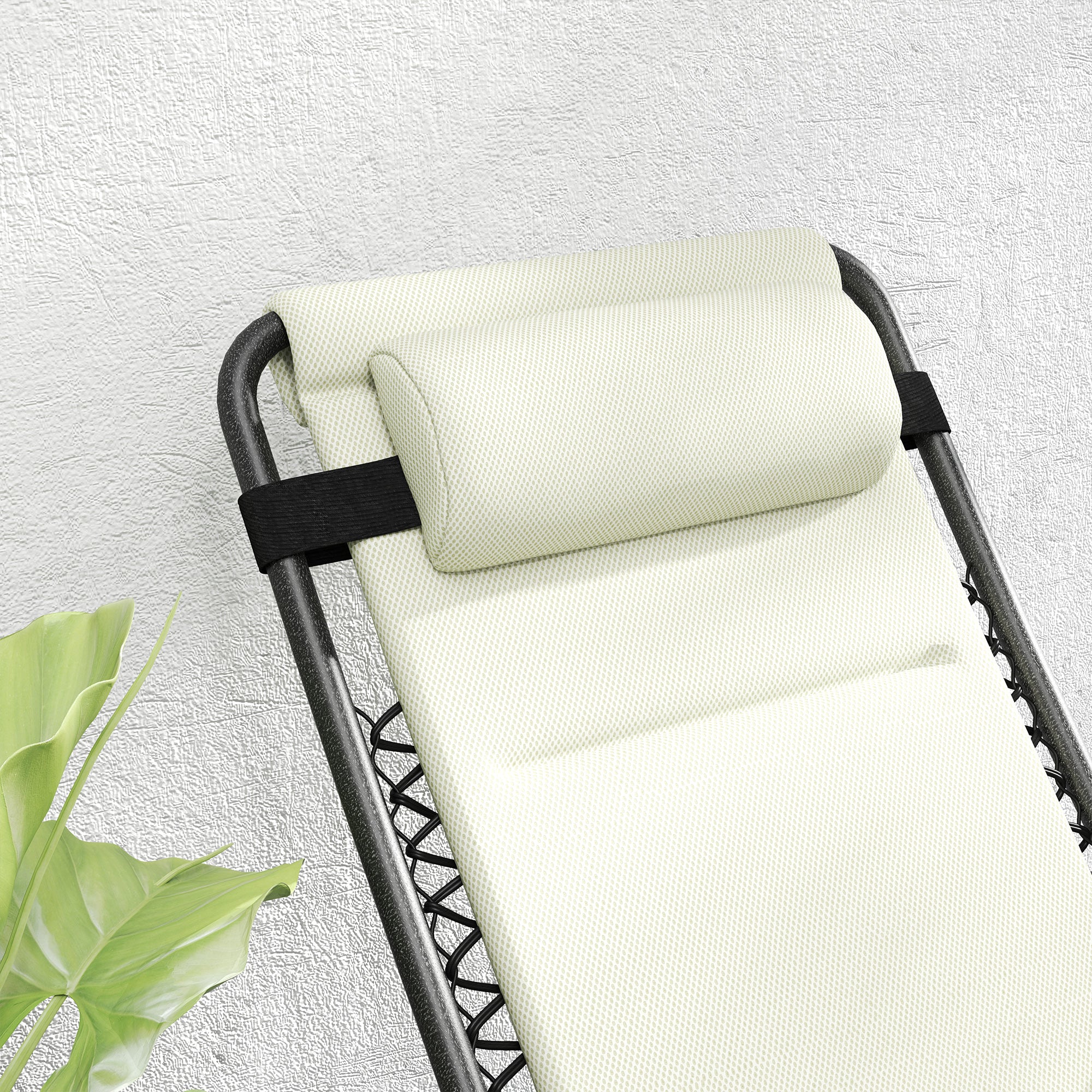 Zero Gravity Lounge Chair Set, 2 Pieces Reclining Folding Outdoor Lounge Chairs with Headrest Side Tray