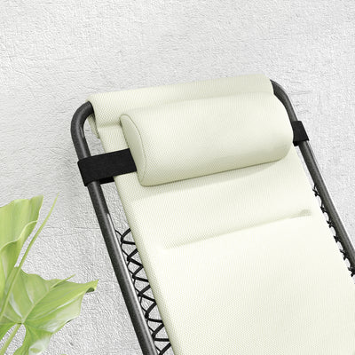 Zero Gravity Lounge Chair Set, 2 Pieces Reclining Folding Outdoor Lounge Chairs with Headrest Side Tray