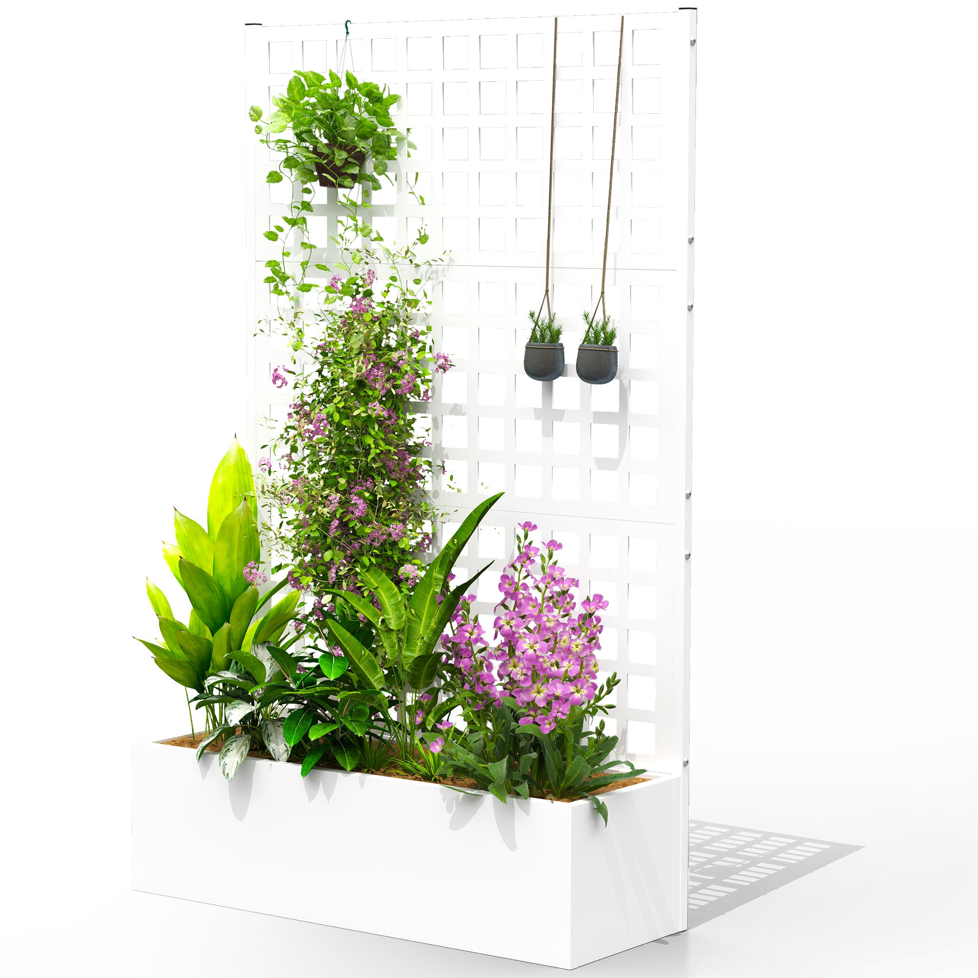 Galvanized Raised Garden Bed Planter Box with Trellis for Climbing Plants, Vegetable, Vines, 43" x 16" x 70"