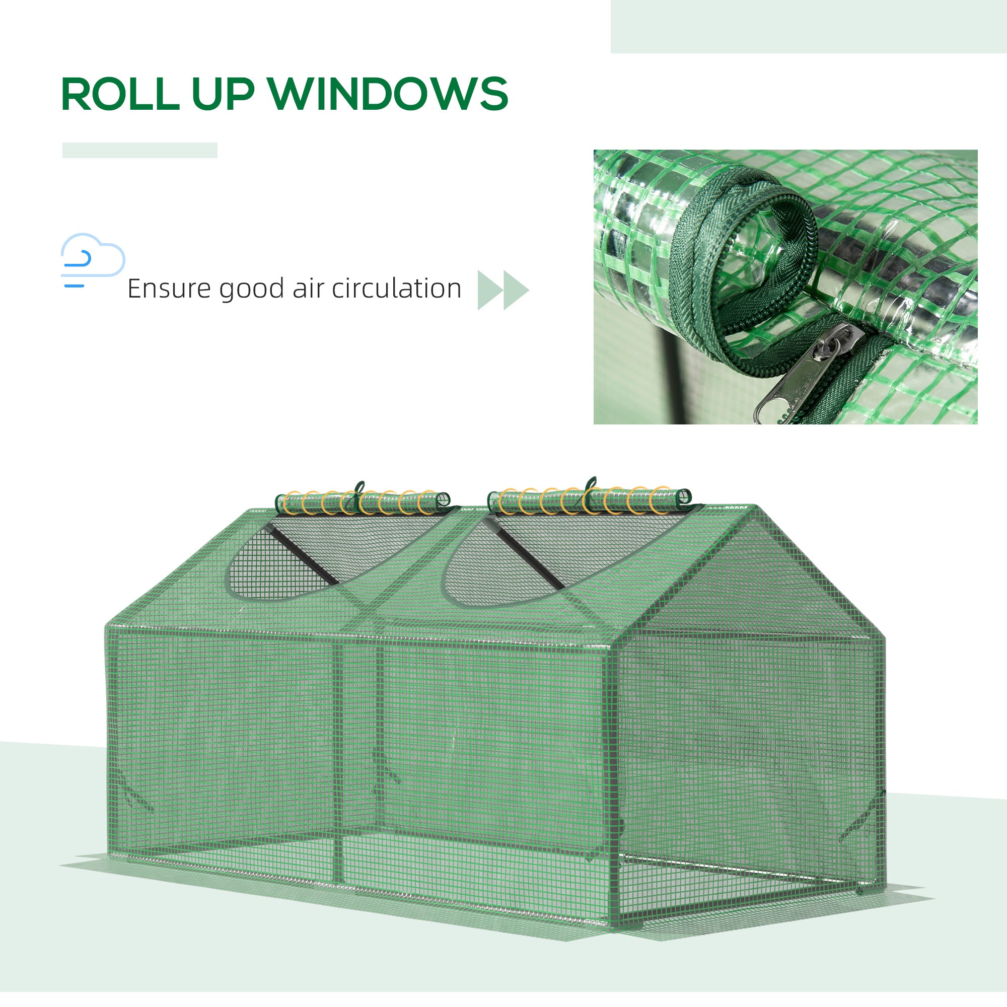 4' x 2' x 2' Portable Mini Greenhouse, Small Green House with PE Cover, Roll-up Zippered Windows for Indoor, Outdoor Garden, Green