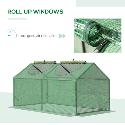 4' x 2' x 2' Portable Mini Greenhouse, Small Green House with PE Cover, Roll-up Zippered Windows for Indoor, Outdoor Garden, Green
