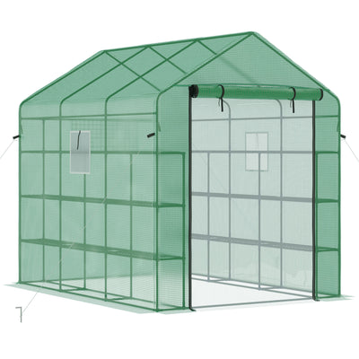 8' x 6' x 7' Temporary Greenhouse for Growing Flowers with Mesh Door & Windows