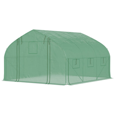 11.5' x 10' x 6.5' Walk-in Tunnel Greenhouse, Green House with Zippered Mesh Door, 7 Mesh Windows & Roll-up Sidewalls, Upgraded Gardening Plant Hot House with Galvanized Steel Hoops