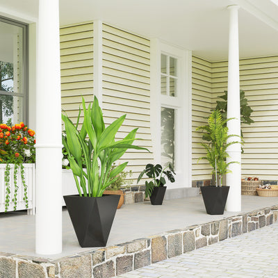 Indoor Outdoor Planters Set of 3 MgO Tall Planters Stackable Flower Pots with Drainage Holes for Garden, Balcony