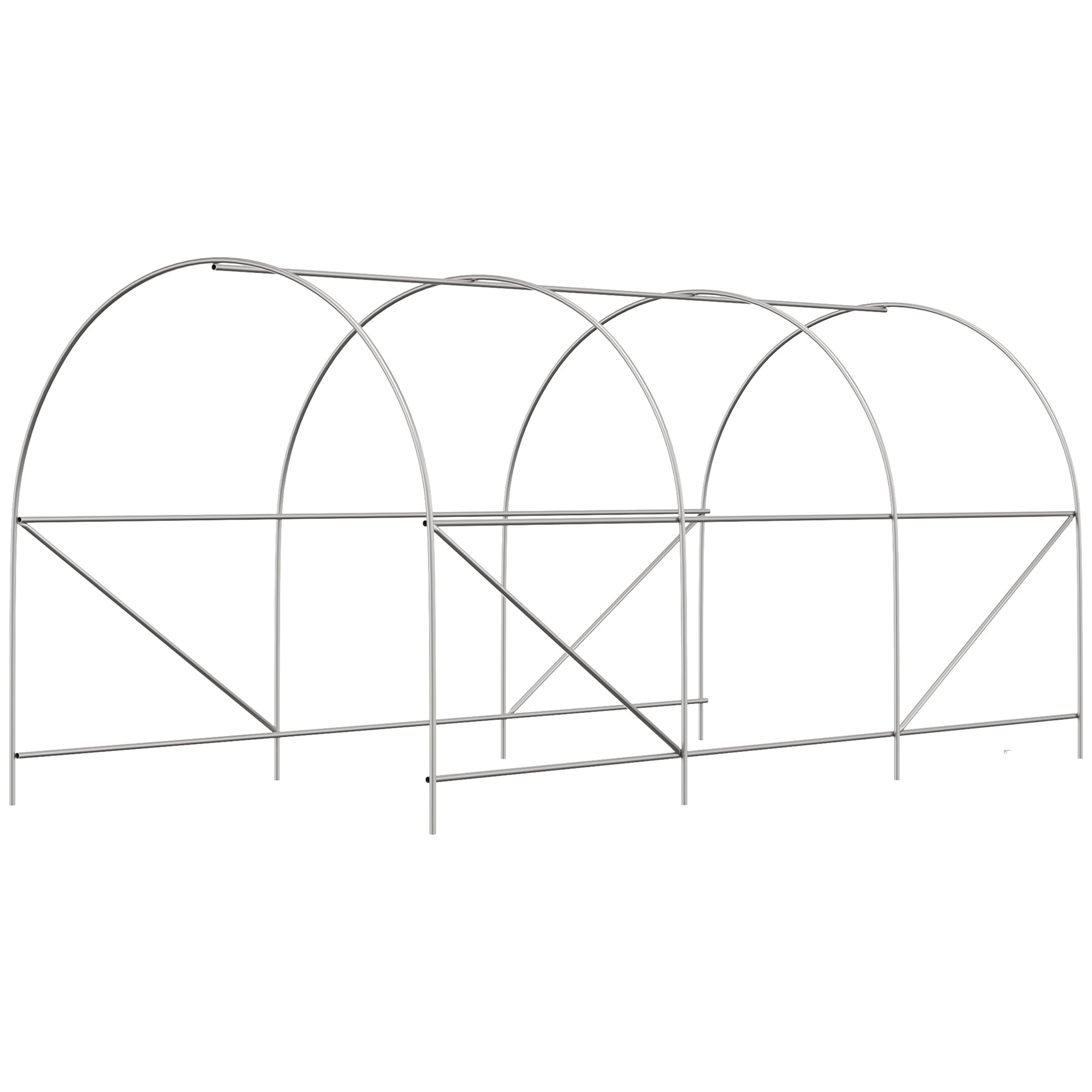 14.6' x 6.6' x 6.6' Walk-In Tunnel Greenhouse, Large Garden Hot House Kit with 6 Roll-up Windows & Roll Up Door, Steel Frame, White