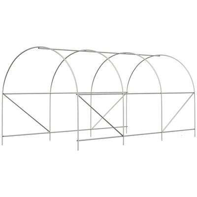 14.6' x 6.6' x 6.6' Walk-In Tunnel Greenhouse, Large Garden Hot House Kit with 6 Roll-up Windows & Roll Up Door, Steel Frame, White