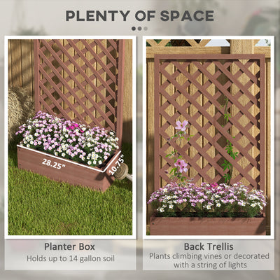 Trellis Planter Box for Climbing Plants, Raised Garden Bed w/ Trellis Lattice for Outdoor Garden, Deck, Backyard