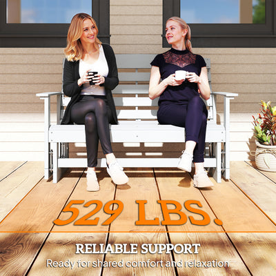 Patio Glider Bench w/ HDPE Slatted Double Rocking Chair
