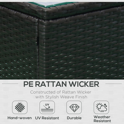 5 Pieces Rattan Wicker Lounge Chair Outdoor Patio Conversation Set with 2 Cushioned Chairs, 2 Ottomans and Tempered Glass Top Coffee Table