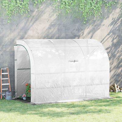10' x 5' x 7' Outdoor Walk-In Greenhouse, Plant Nursery with Zippered Doors, PE Cover and 3 Wire Shelves