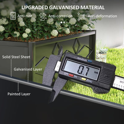 Outdoor Planter Box Galvanized Raised Garden Bed with Trellis for Climbing Vines, 35.4" x 15.7" x 47.2"
