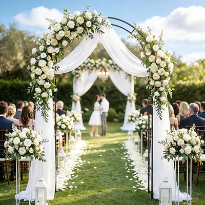 8 ft Steel Garden Arch, Garden Arbor Trellis with Large Base for Climbing Plants, Wedding Arch Stand, Black