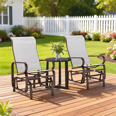 Gliding Lounger Chair Set of 2, Single Rockers with Lightweight Metal & Mesh Construction