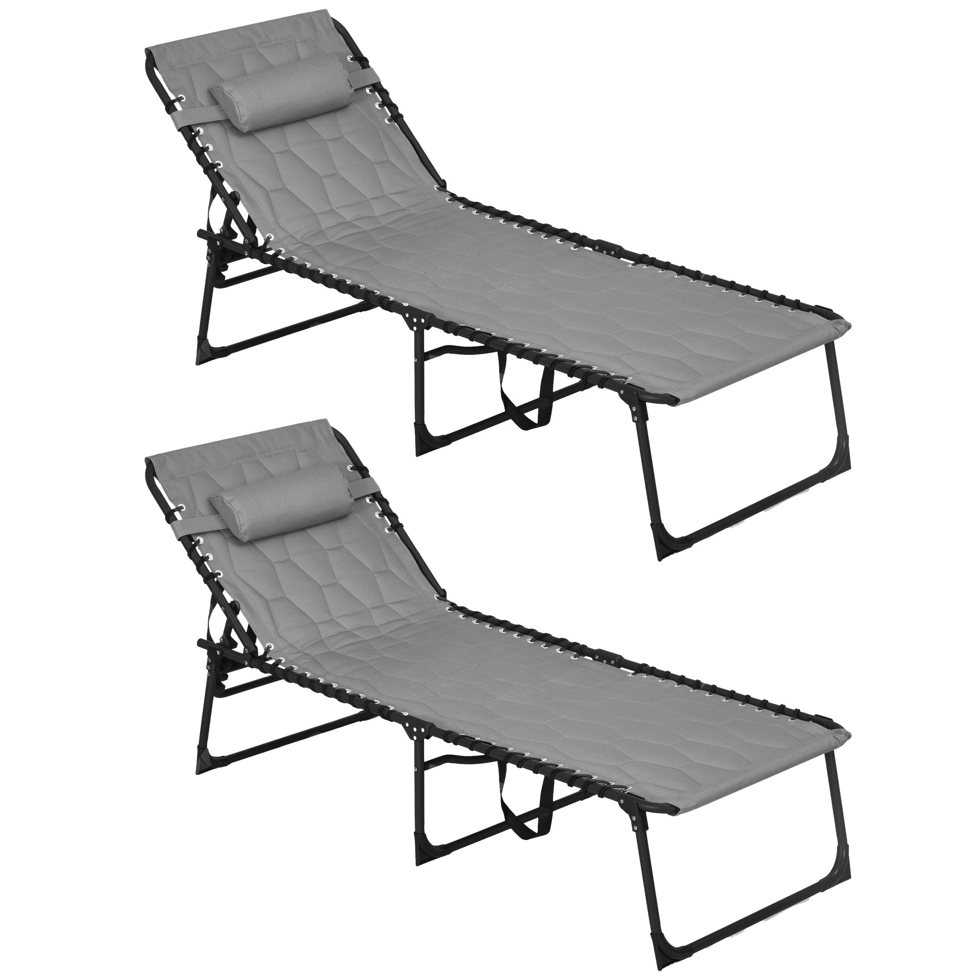Folding Chaise Lounge Set with Reclining Back, 25.6" x 74" x 14.2"