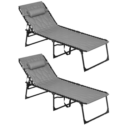 Folding Chaise Lounge Set with Reclining Back, 25.6" x 74" x 14.2"