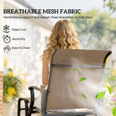 Outdoor Glider with Ottoman, Patio Glider Chair Set with High Back, Wide Seat for Porch, Garden, Backyard