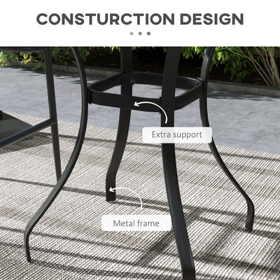 28" Outdoor Dining Table, Faux Wood Patio Furniture, Square Wood-Like Garden Table with Water Safe Design, Brown