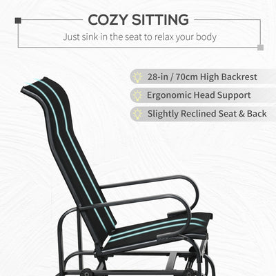 Outdoor Patio Glider Rocker, Metal High-Back Chair for Outdoor Use