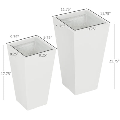 2-Pack Outdoor Planter Set, Flower Pots with Drainage Holes, Durable & Stackable Plant Pot, 22in & 18in, for Porch, Entryway, Patio, Yard, Garden