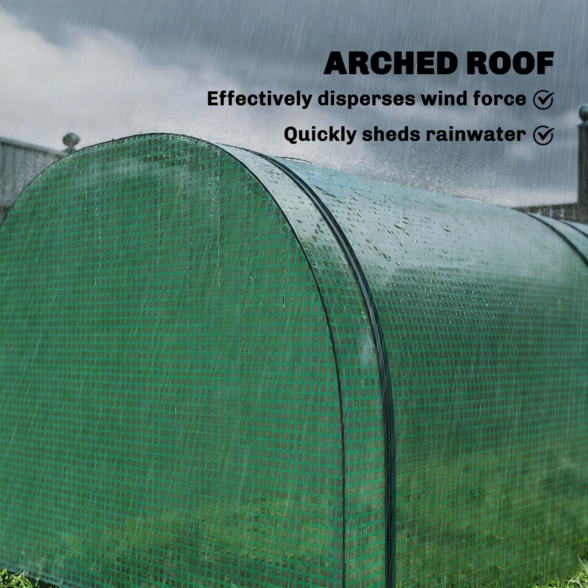 Mini Greenhouse, Portable Greenhouse with 4 Roll-Up Doors, PE Cover, 177.2" x 39.4" x 31.5"