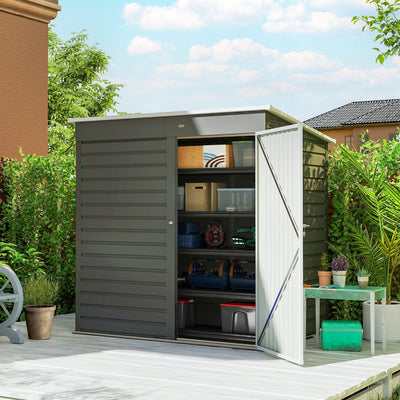 6' x 4' Outdoor Garden Shed, Metal Storage Shed with Lockable Door and Gloves for Backyard Garden Patio
