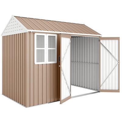 8' x 5.5' Metal Garden Storage Shed, Extra Large Outdoor Tool Storage House w/Lockable Doors, Window, Air Vents