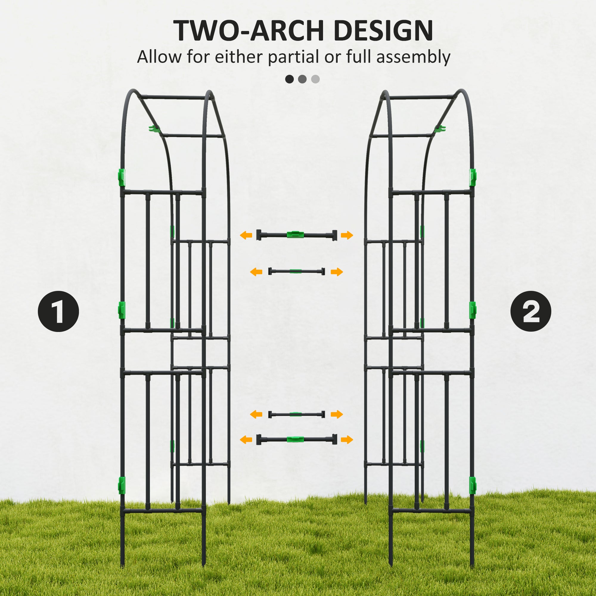 Garden Arch Trellis, 8 FT Tall Metal Plant Trellis Support with Climbing Net, Cucumber Trellis for Climbing Plants